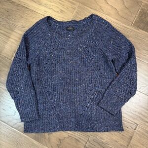 Lucky Brand‎ Womens Blue Multi Speckled Knit Pullover Sweater Large L